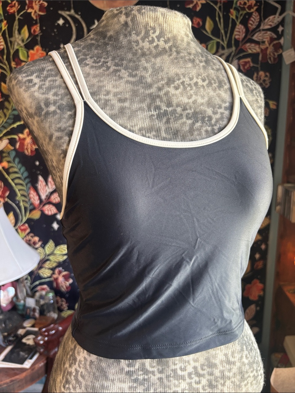 Patagonia Water Girl Black Tank with White Trim Double-Strap